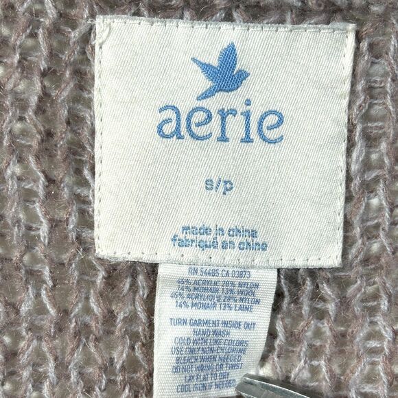 Aerie V Neck Sweater Mohair Wool Women S Open Knit Comfy Soft Lightweight layer - Picture 4 of 10